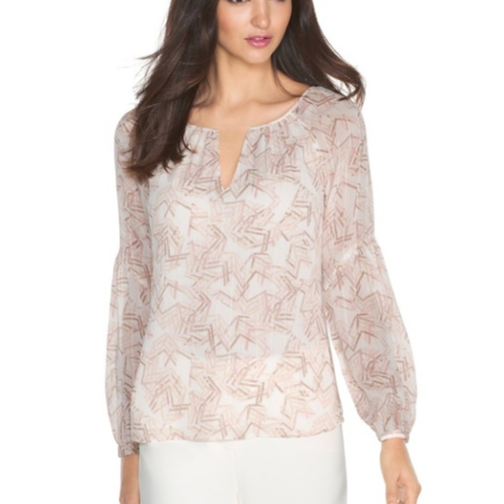 White House Black Market print blouse 0